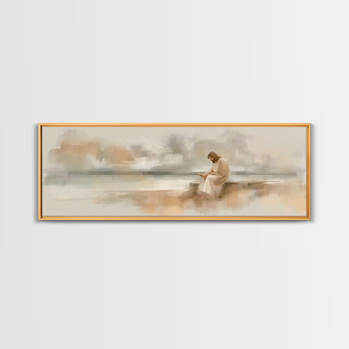 Calm Horizon Faith, Framed Canvas Print, Jesus Art Print, Panoramic Wall Art, Christian Art Canvas, Christian Wall Art, Christmas Art