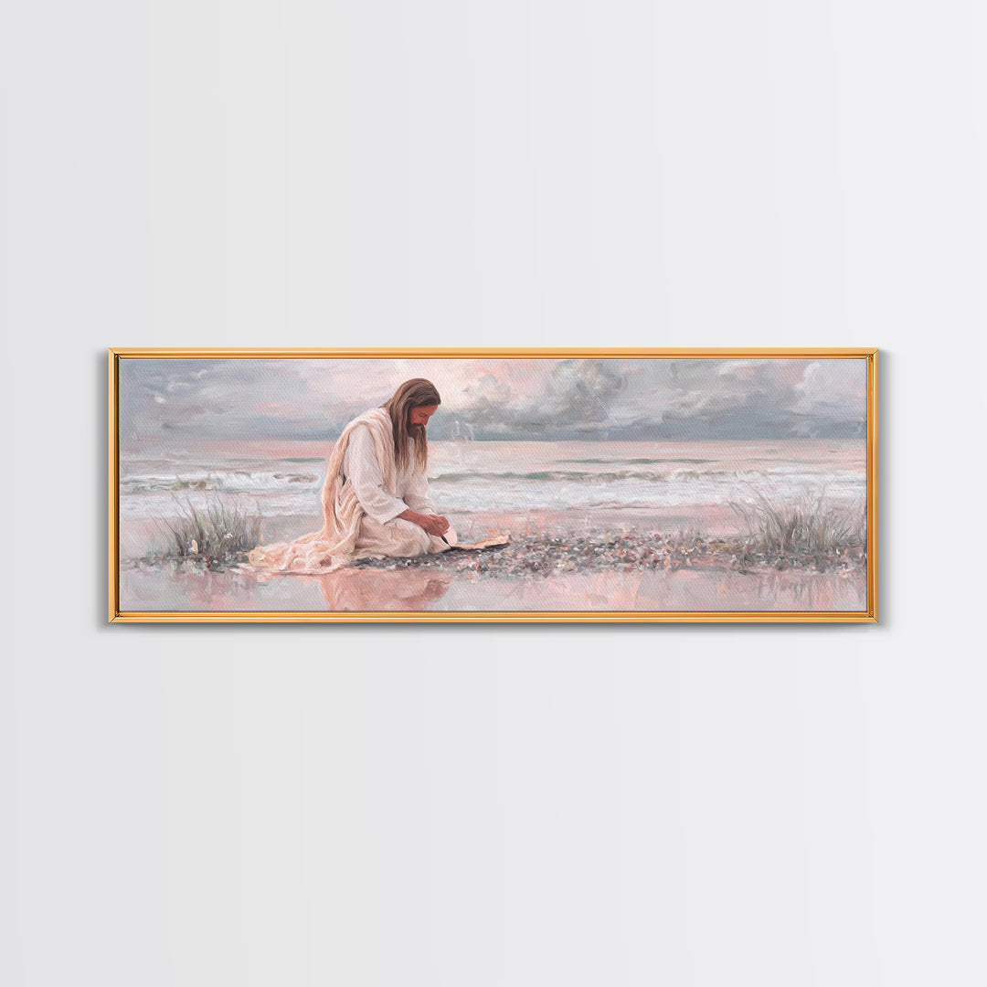 Shadows Of Hope - Framed Canvas Print - Christian Art Print - Panoramic Painting - Christian Wall Art - Jesus Painting - Christmas Art