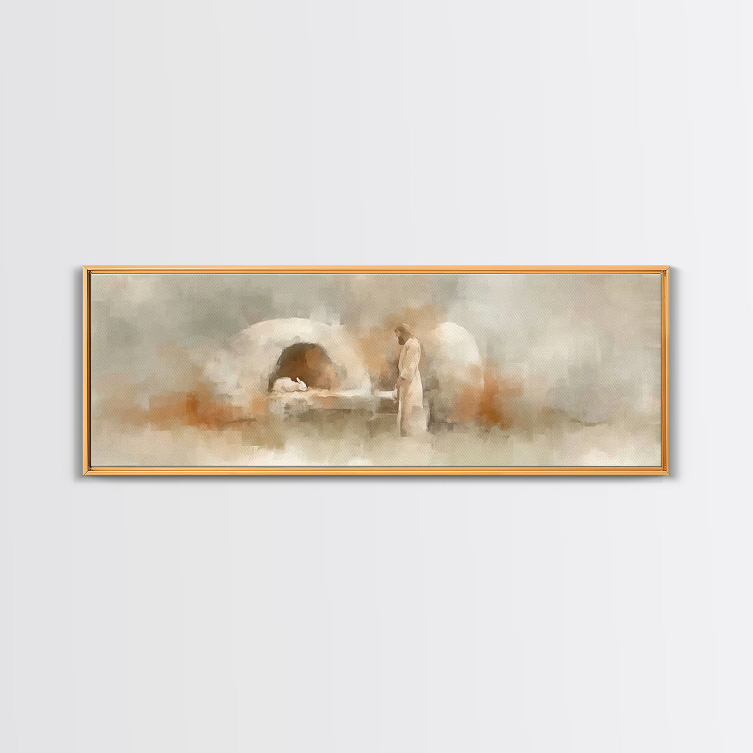 Sacred Dawn Light, Framed Canvas Print, Panoramic Print, Christian Art, Jesus Painting, Christian Christmas Art, Christian Wall Art