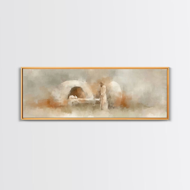 Sacred Dawn Light, Framed Canvas Print, Panoramic Print, Christian Art, Jesus Painting, Christian Christmas Art, Christian Wall Art