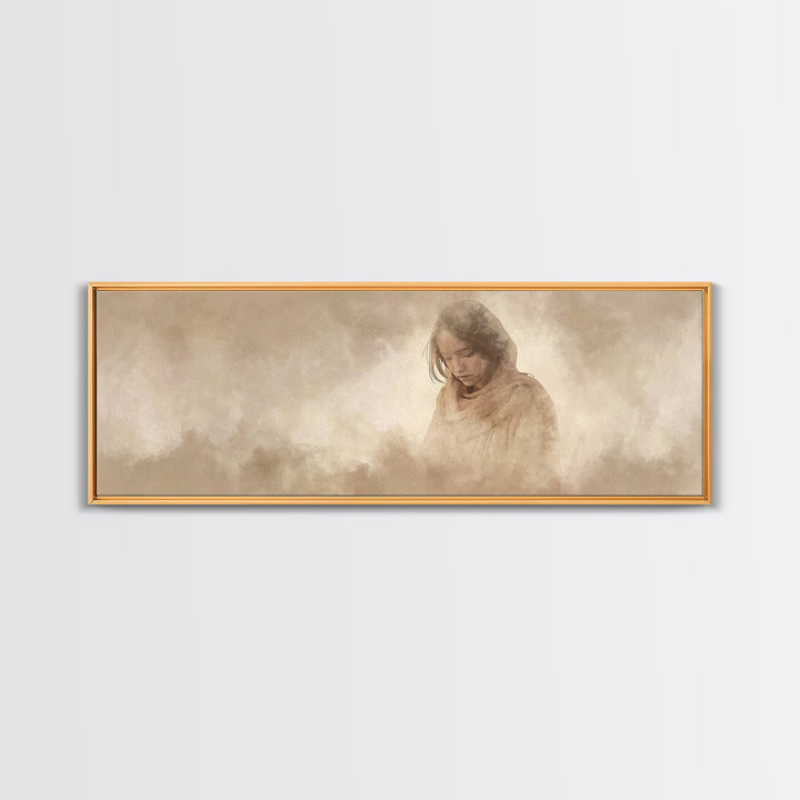 Solitude of Mercy, Framed Canvas Print, Panoramic Art, Christian Art Canvas, Moody Christian Art, Christian Decor, Jesus Painting