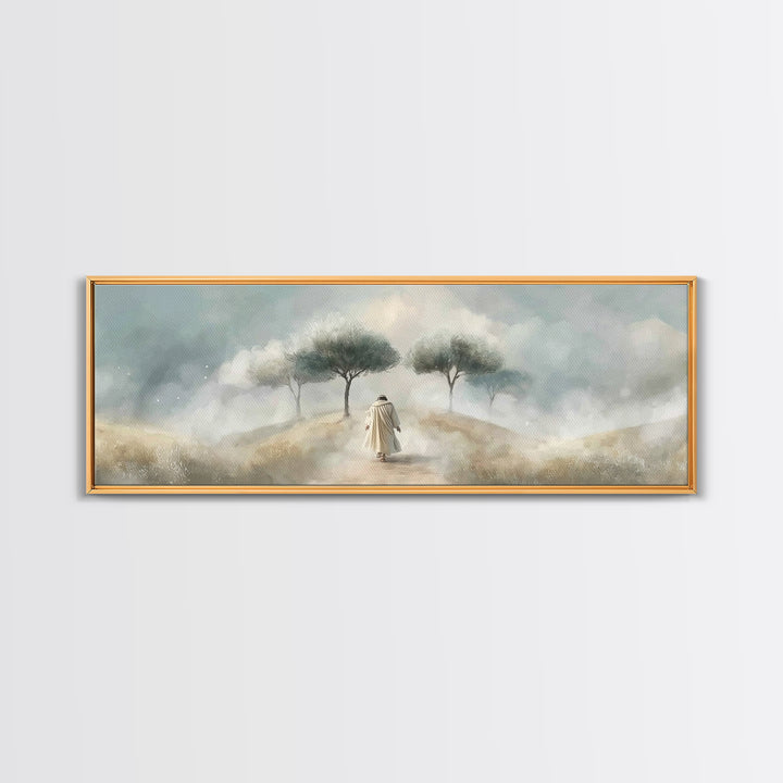 Walk of Renewal – Framed Canvas Print – Panoramic Art – Christian Art – Large Jesus Painting – Christian Wall Art – Modern Christian Painti