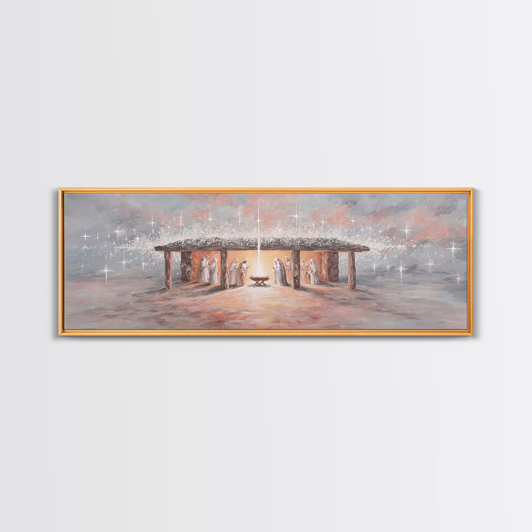 Village Of Hope, Framed Canvas Print, Panoramic Art, Christmas Wall Art, Christian Christmas Art, Christmas Art Prints, Christian Art Work