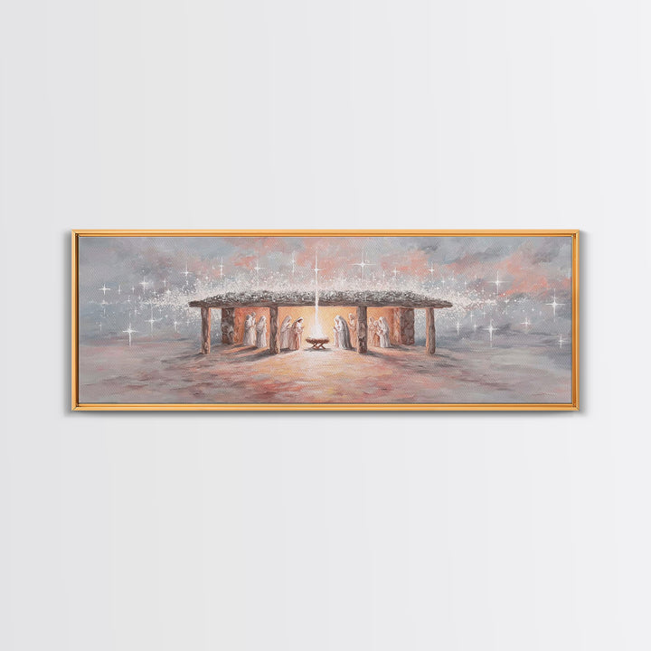 Village Of Hope, Framed Canvas Print, Panoramic Art, Christmas Wall Art, Christian Christmas Art, Christmas Art Prints, Christian Art Work