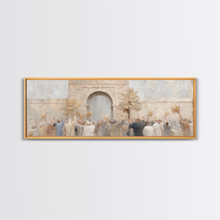 Jerusalem Sunrise Entry | Framed Canvas Print | Panoramic Painting | Christian Wall Art | Christmas Art Work | Christian Art Canvas | Jesus