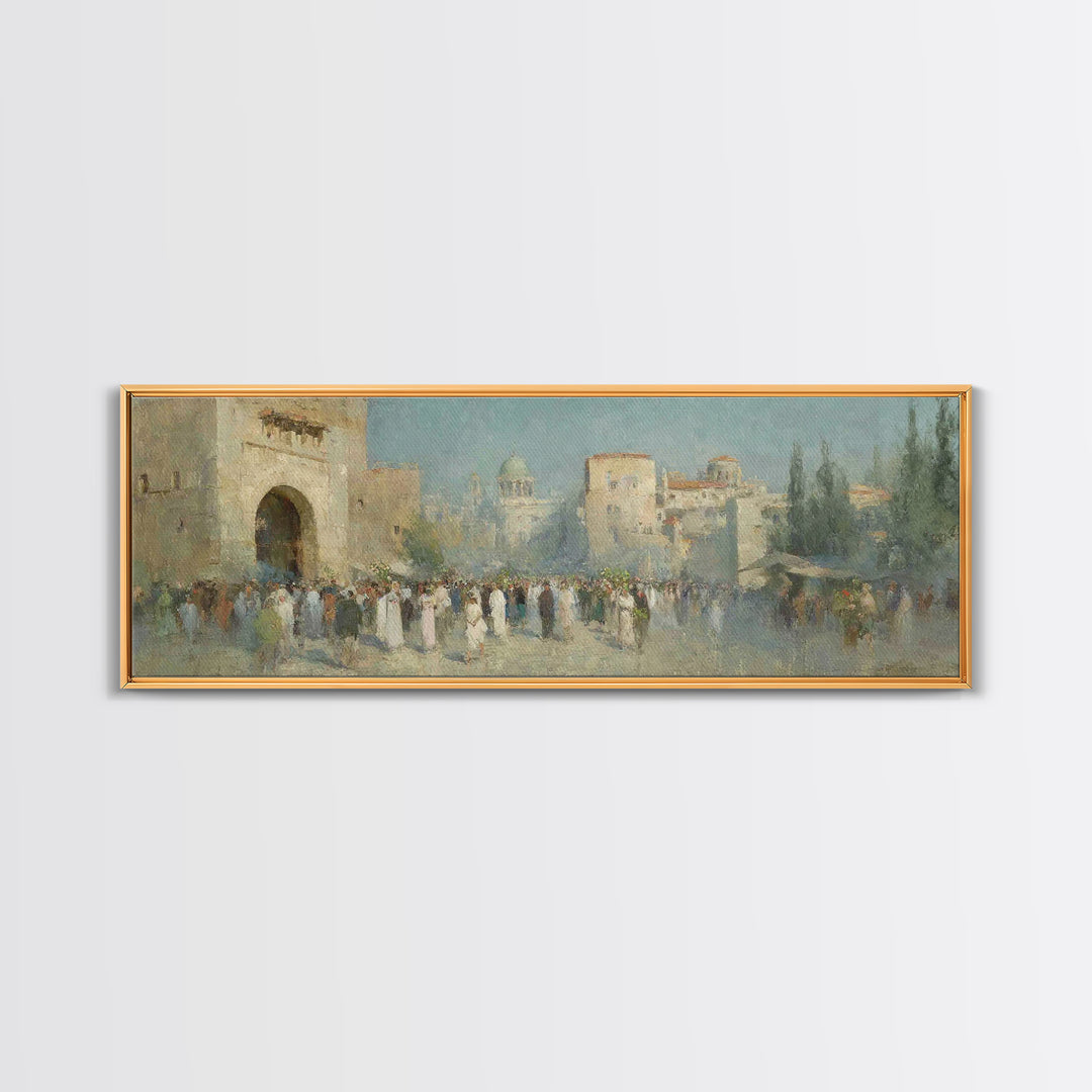 Golden Gate Rejoicing, Framed Canvas Print, Panoramic Print, Christian Wall Art, Christian Art Canvas, Christian Christmas Art, Jesus Paint