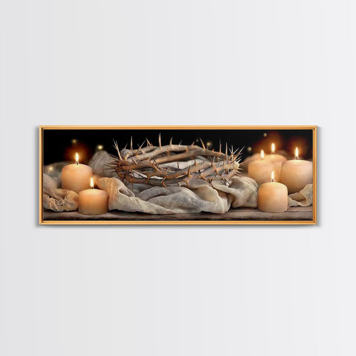 Crown Of Mercy – Framed Canvas Print – Christian Wall Art – Christian Art Canvas – Panoramic Art – Jesus Painting – Christian Christmas Art