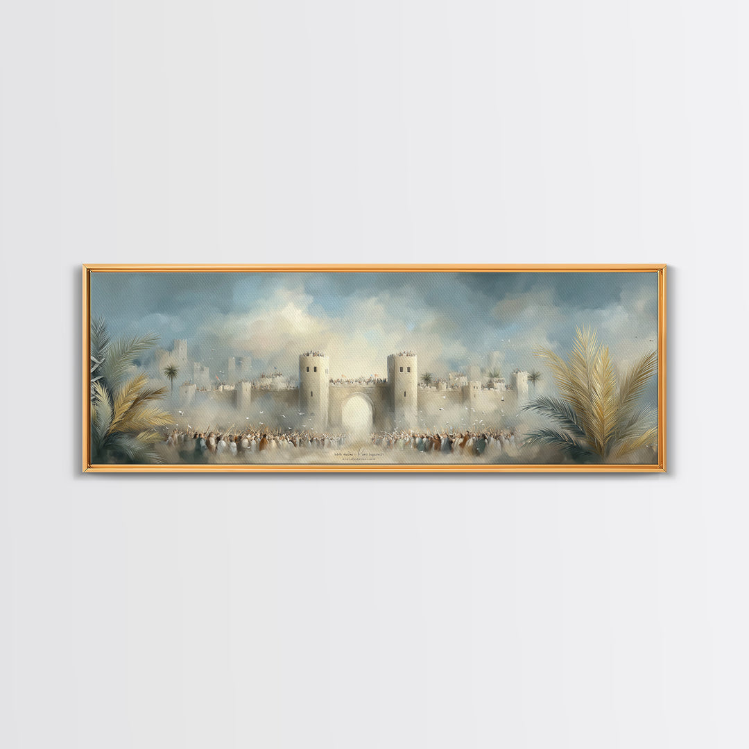 Triumphant City Gate – Framed Canvas Print – Panoramic Art – Christian Wall Art – Christian Art Canvas – Jesus Painting – Christian Decor –