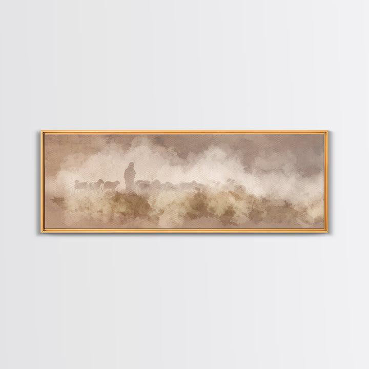 Silent Meadow Guide – Framed Canvas Print – Extra Wide Art – Christian Art – Jesus Painting – Christian Art Canvas – Subtle Christian Paint
