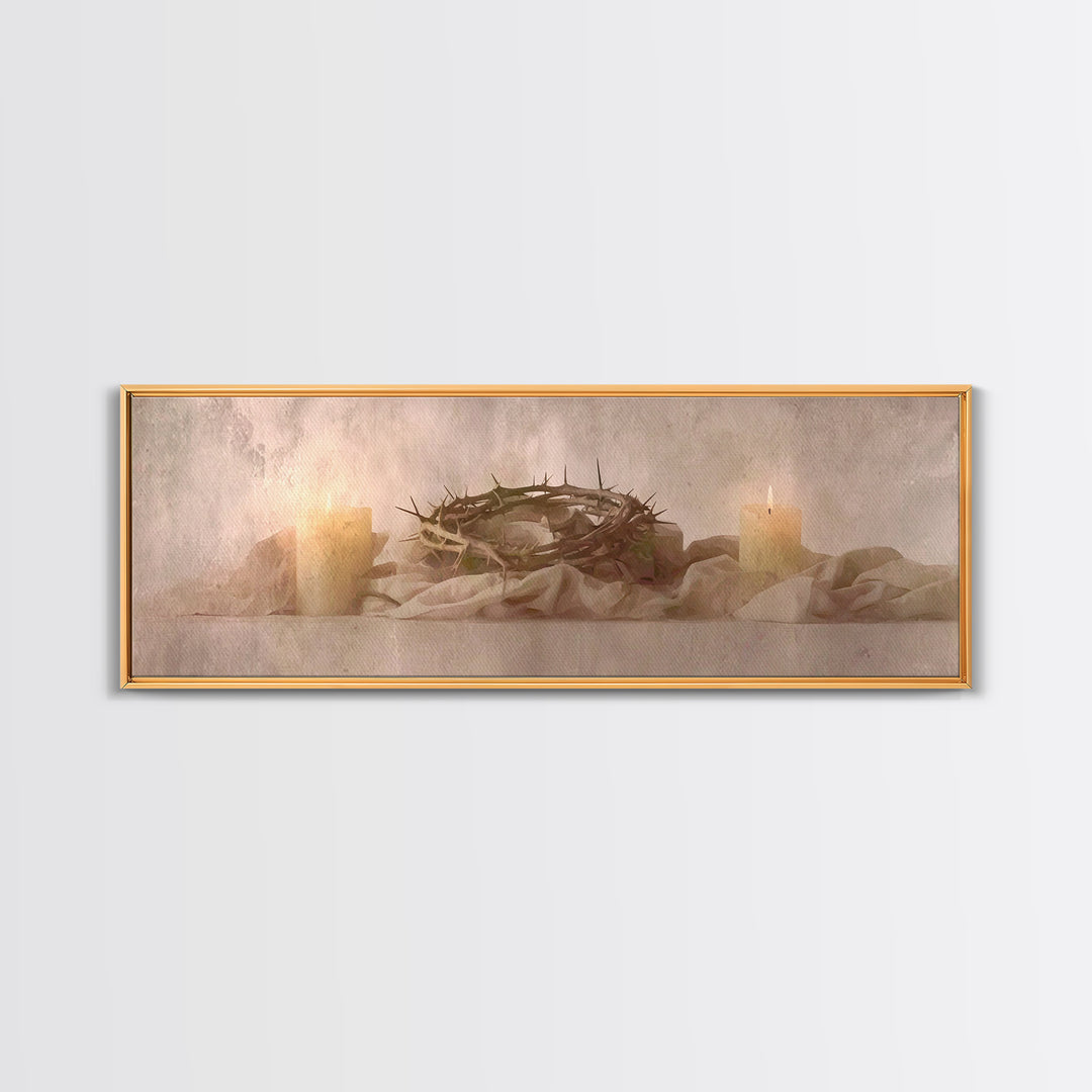 Thorns Of Grace | Framed Canvas Print | Christian Art Canvas | Christian Wall Art | Panoramic Painting | Christian Decor | Christmas Art