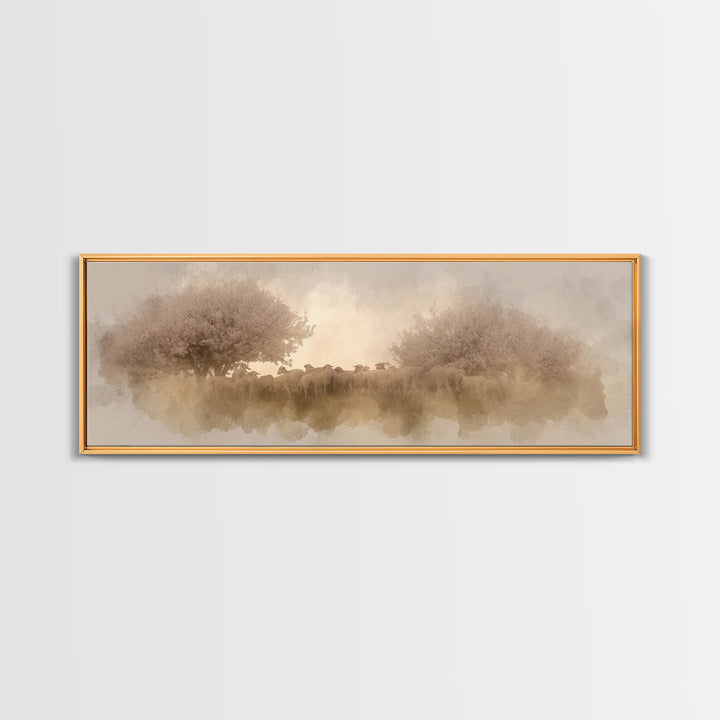Orchard Of Peace – Framed Canvas Print – Christian Wall Art – Jesus Painting – Panoramic Art – Christian Christmas Art – Christian Canvas