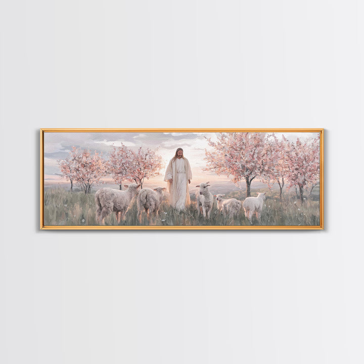 Garden Of Stillness – Framed Canvas Print – Christian Wall Art – Christian Art Canvas – Panoramic Painting – Jesus Art – Christmas Art