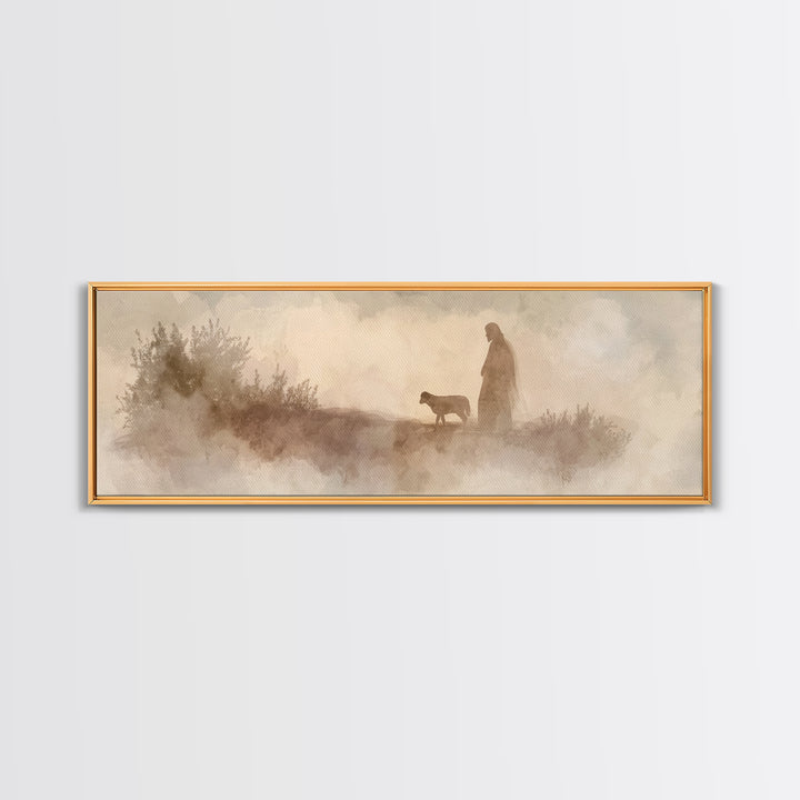 Path Of Gentle Hope – Framed Canvas Print – Panoramic Art – Christian Wall Art – Jesus Painting – Christian Art Canvas – Christian Christma