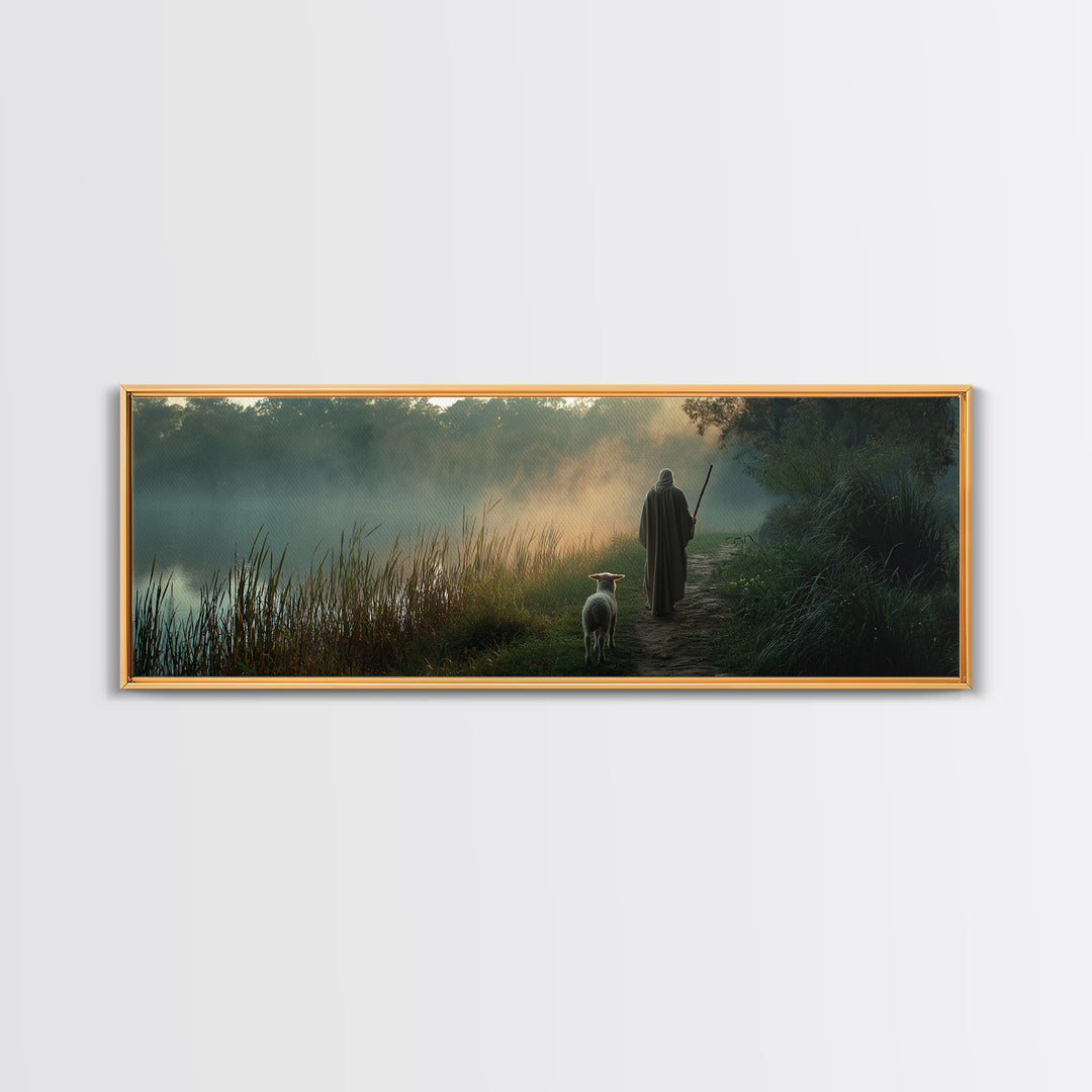 River Of Stillness | Framed Canvas Print | Panoramic Print | Christian Wall Art | Christian Art Canvas | Jesus Painting | Christmas Wall Ar