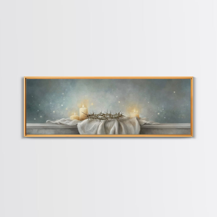 Sacred Vigil – Framed Canvas Print – Christian Art – Christian Art Canvas – Panoramic Wall Art – Christian Christmas Art – Modern Christian