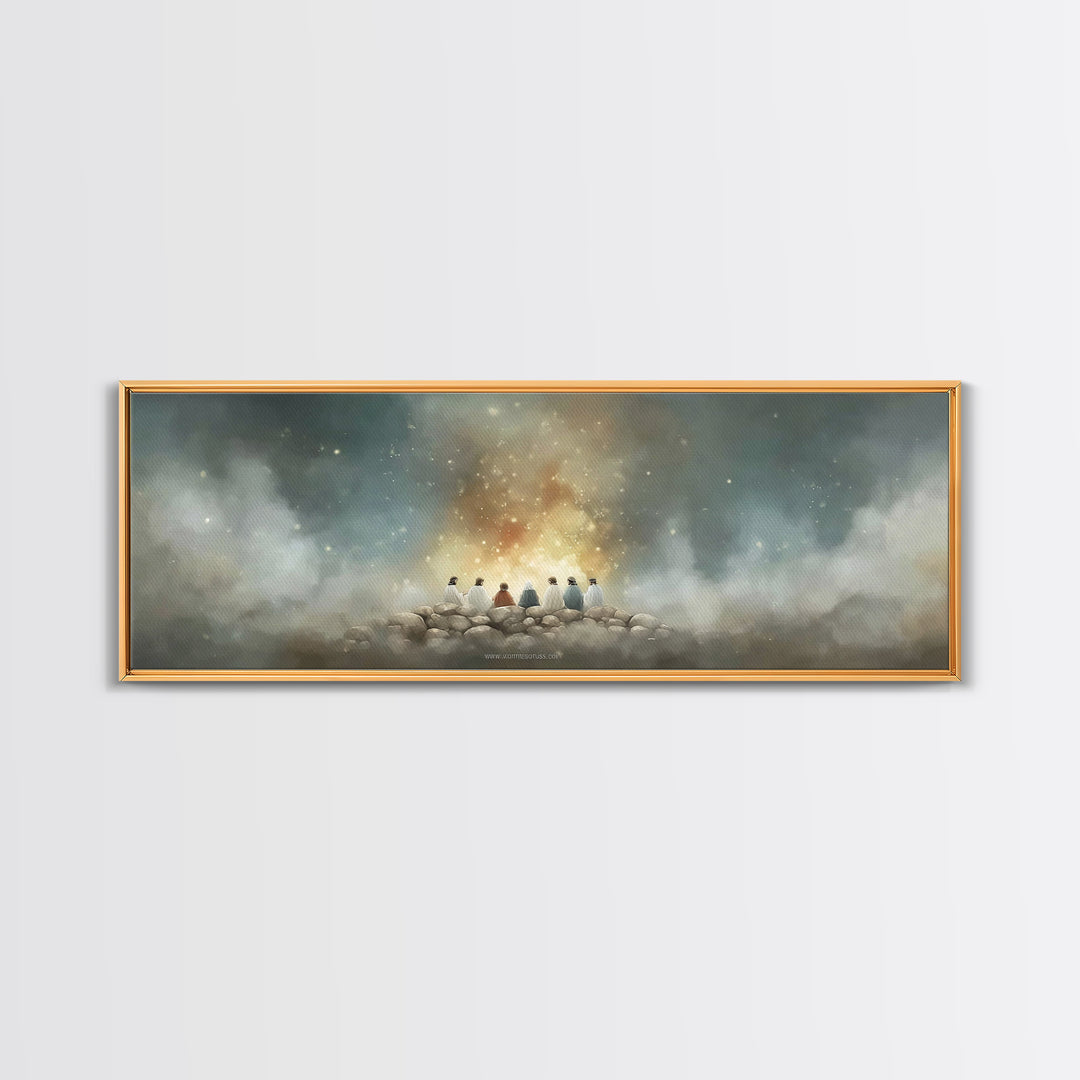 Mount Of Light – Framed Canvas Print – Christian Art – Christian Art Canvas – Jesus Painting – Panoramic Painting – Christmas Art