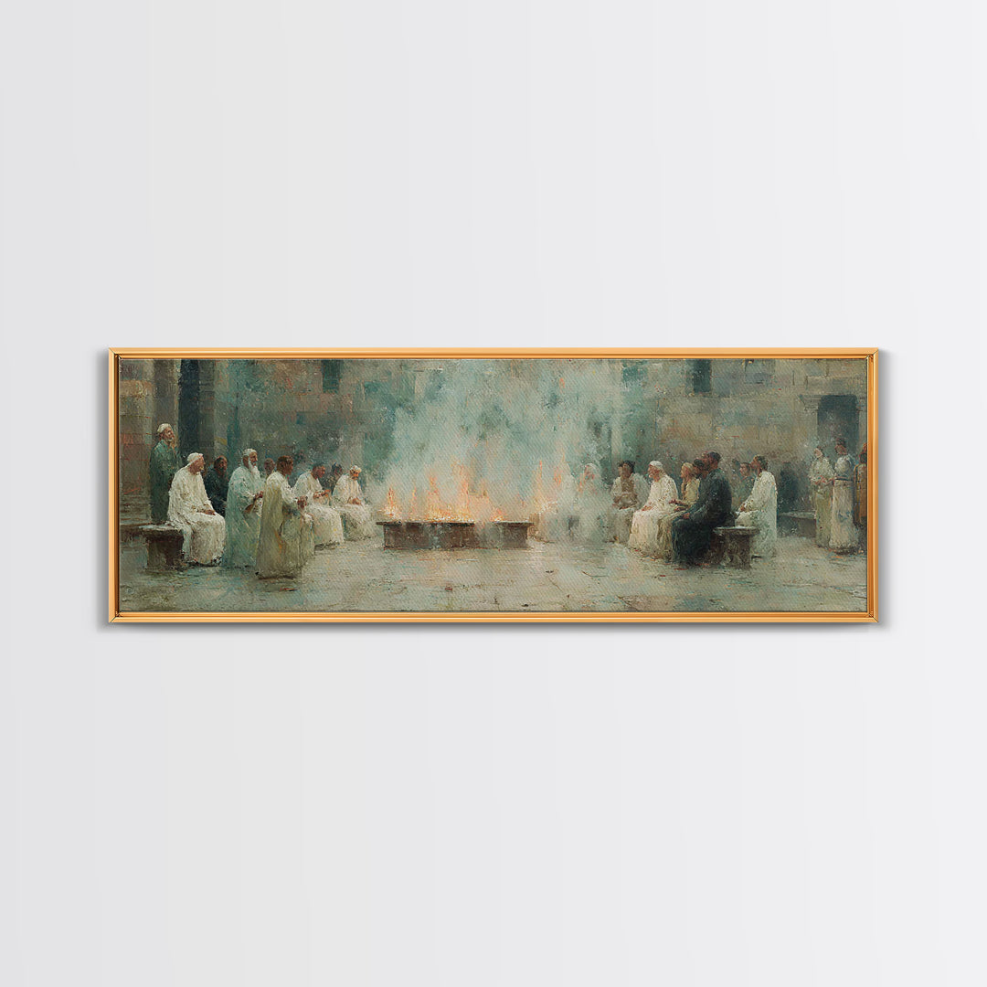 Celestial Summit Glow | Framed Canvas Print | Christian Wall Art | Christian Art Canvas | Jesus Painting | Panoramic Frame | Christmas Art