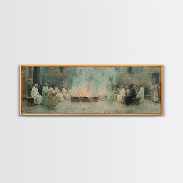 Celestial Summit Glow | Framed Canvas Print | Christian Wall Art | Christian Art Canvas | Jesus Painting | Panoramic Frame | Christmas Art