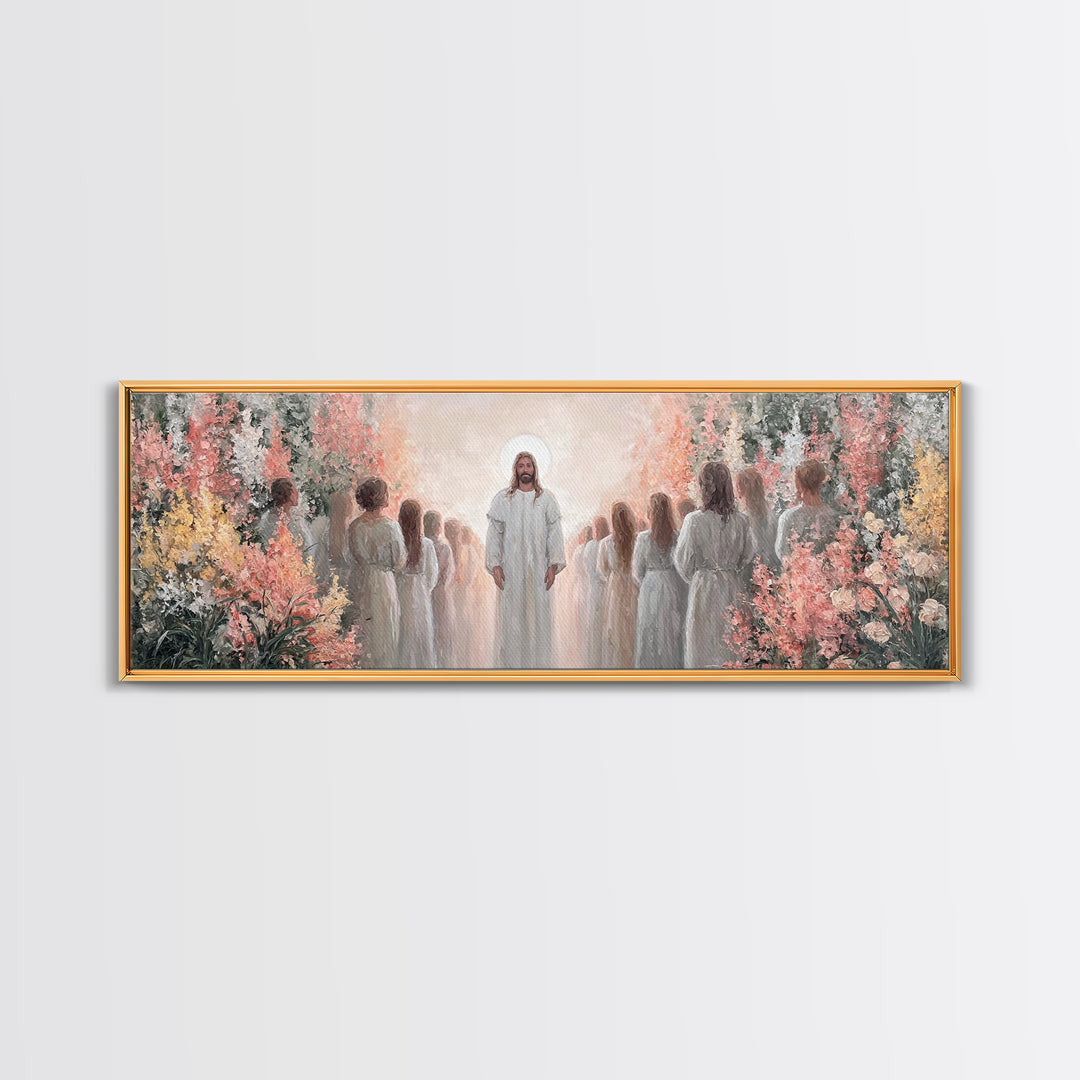 Blessing Of The Master – Framed Canvas Print – Christian Wall Art – Jesus Painting – Christian Art Canvas – Panoramic Wall Art – Christmas