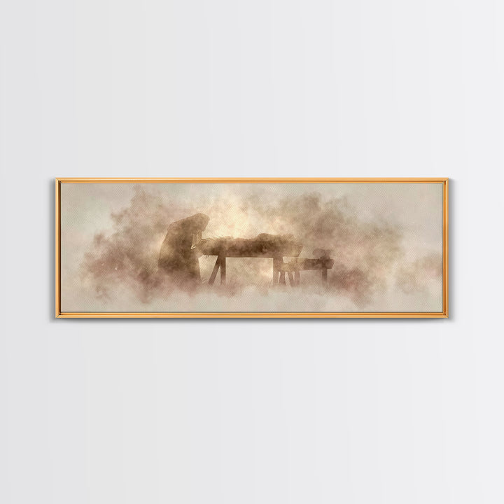 Holy Manger – Framed Canvas Print – Christian Art Canvas – Christian Wall Art – Panoramic Painting – Christmas Art – Christian Christmas Ar