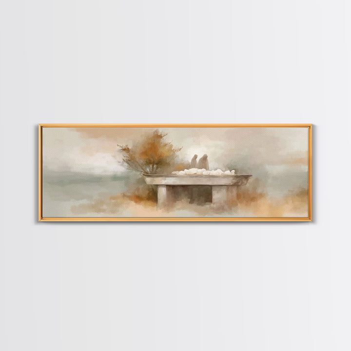 Autumn Shepherds | Framed Canvas Print | Christian Art Canvas | Christian Wall Art | Panoramic Painting | Christian Christmas Art | Christi