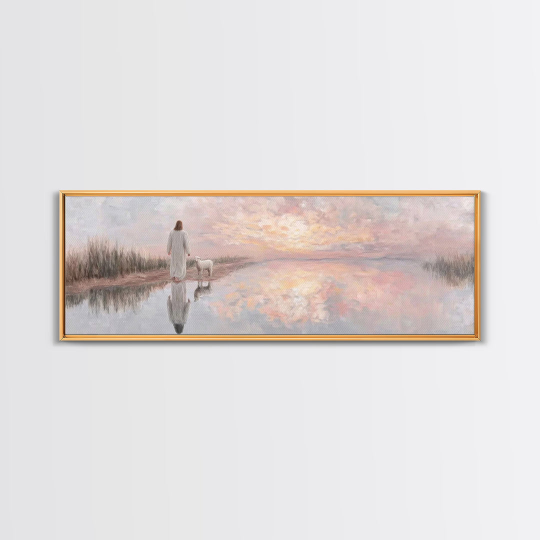 Morning Path Of Grace – Framed Canvas Print – Panoramic Art – Christian Wall Art – Christian Art Canvas – Jesus Painting – Christian Decor