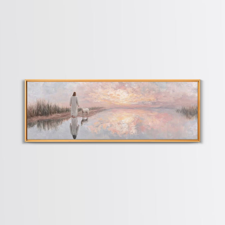Morning Path Of Grace – Framed Canvas Print – Panoramic Art – Christian Wall Art – Christian Art Canvas – Jesus Painting – Christian Decor