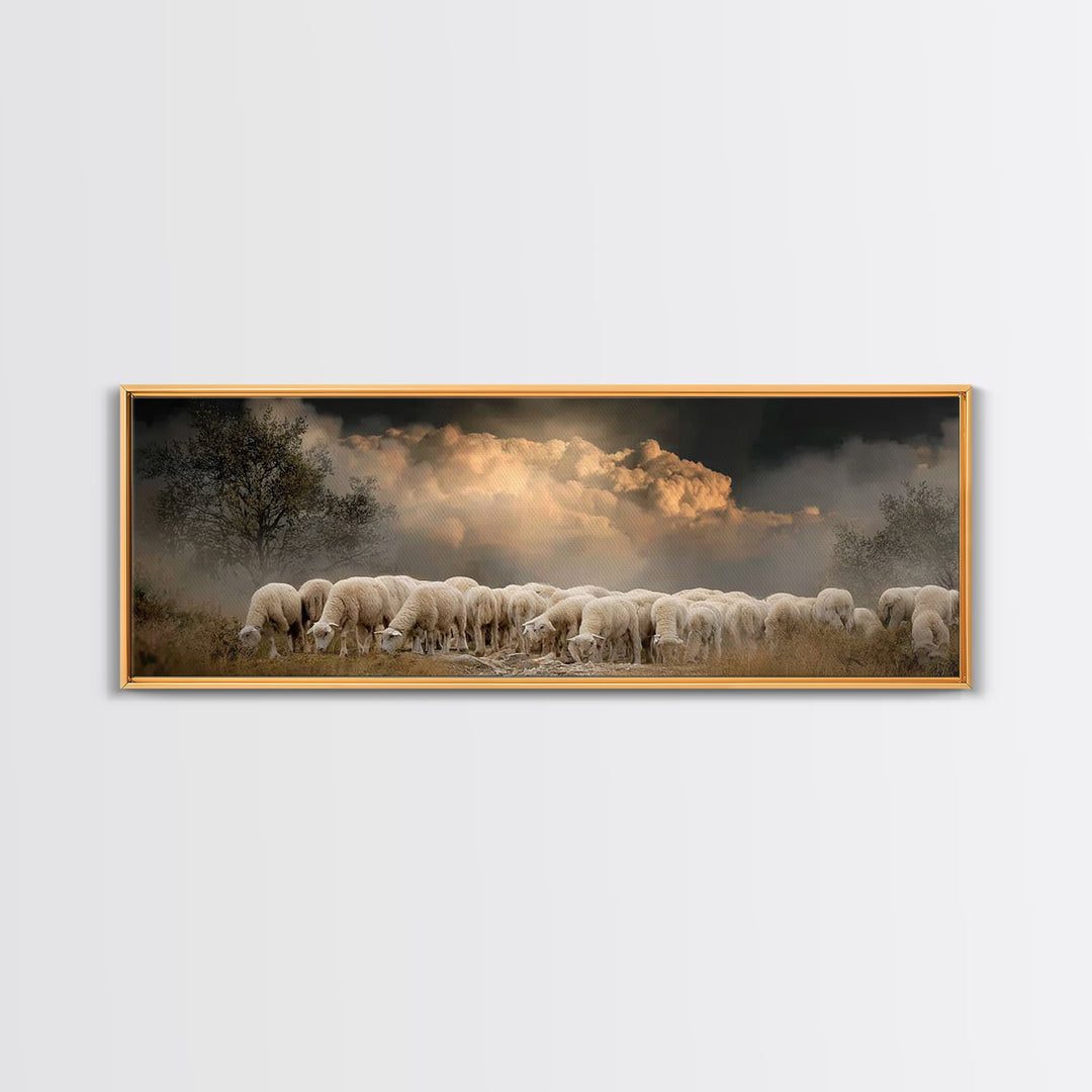 Gathered In Peace – Framed Canvas Print – Panoramic Print – Christian Wall Art – Christian Art Canvas – Christian Painting – Christian Chri