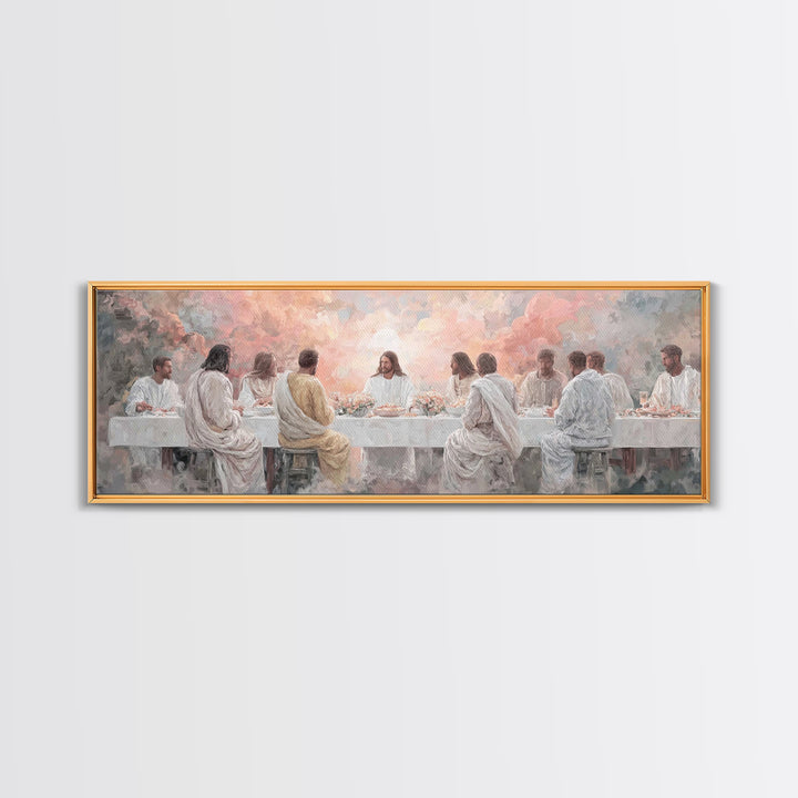 Supper Of Glory, Framed Canvas Print, Panoramic Wall Art, Christian Art Canvas, Jesus Painting, Christian Art, Modern Christian Painting