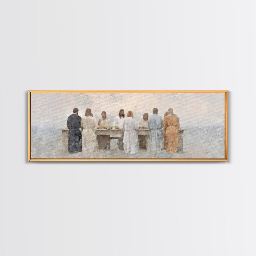 Table Of Peace – Framed Canvas Print – Panoramic Frame – Christian Art – Christian Wall Art – Jesus Painting – Subtle Christian Art