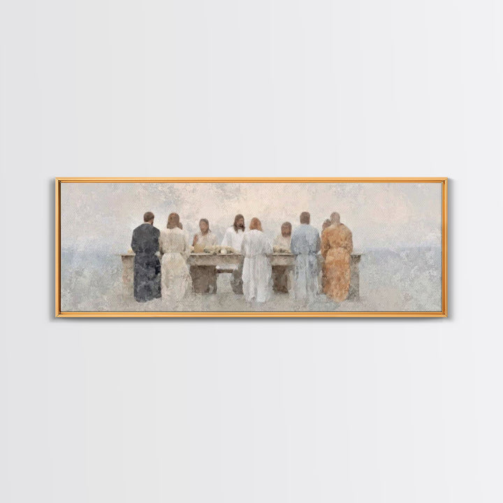Table Of Peace – Framed Canvas Print – Panoramic Frame – Christian Art – Christian Wall Art – Jesus Painting – Subtle Christian Art