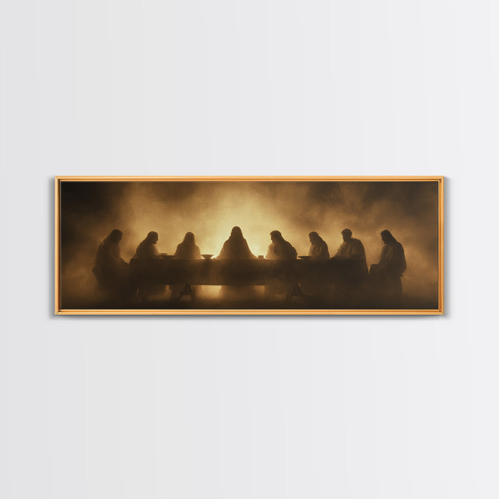 Heavenly Gathering, Framed Canvas Print, Panoramic Painting, Christian Wall Art, Jesus Painting, Christian Art Canvas, Moody Christian Art