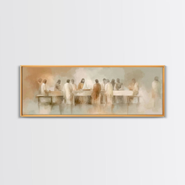 Last Light Communion – Framed Canvas Print – Panoramic Wall Art – Jesus Painting – Christian Art – Modern Christian Art – Christian Wall Ar