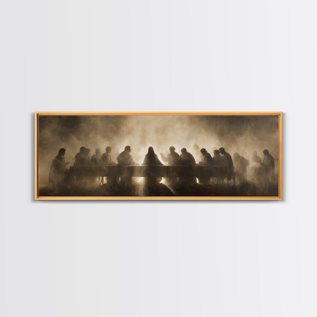 Desert Supper Glow | Framed Canvas Print | Panoramic Print | Christian Wall Art | Jesus Painting | Christian Art Canvas | Modern Christian