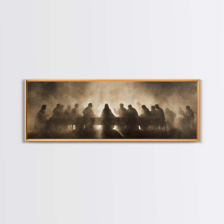 Desert Supper Glow | Framed Canvas Print | Panoramic Print | Christian Wall Art | Jesus Painting | Christian Art Canvas | Modern Christian
