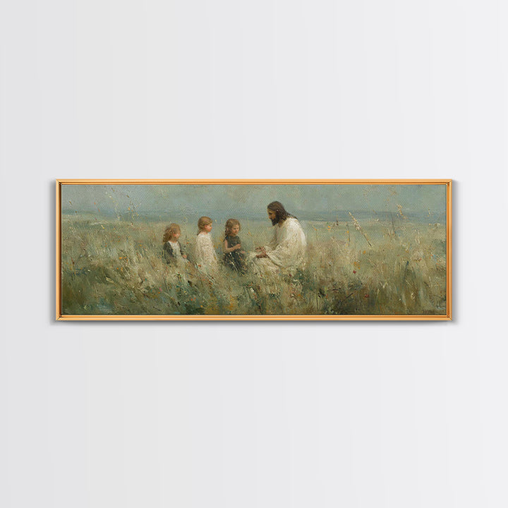Garden Of Hope, Framed Canvas Print, Christian Art Canvas, Jesus Painting, Christian Wall Art, Panoramic Art, Christmas Art