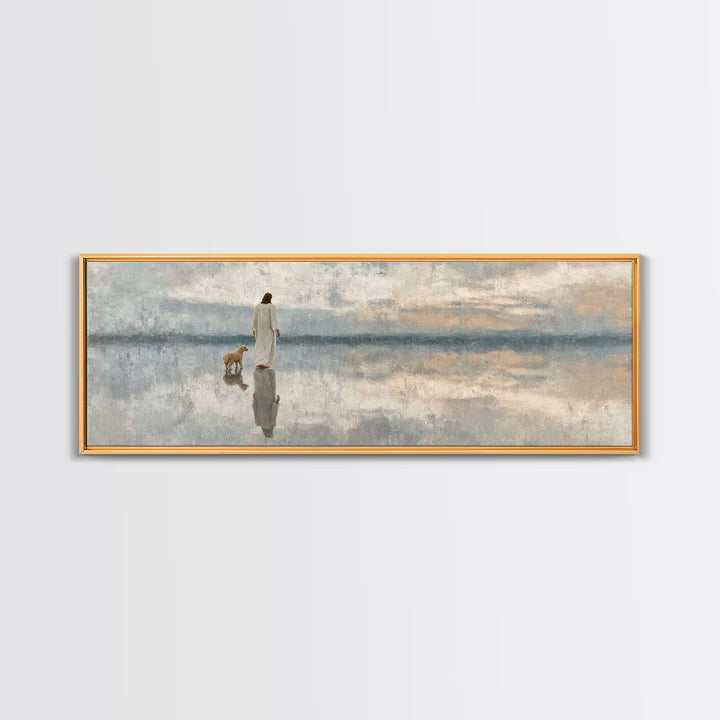 Reflective Grace – Framed Canvas Print – Christian Art Canvas – Jesus Painting – Christian Wall Art – Panoramic Wall Art – Christian Gift