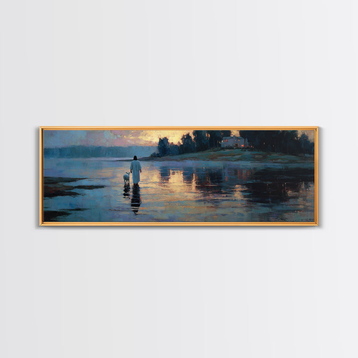 Twilight Of Peace | Framed Canvas Print | Christian Art Canvas | Christian Wall Art | Jesus Painting | Panoramic Art | Christian Gift