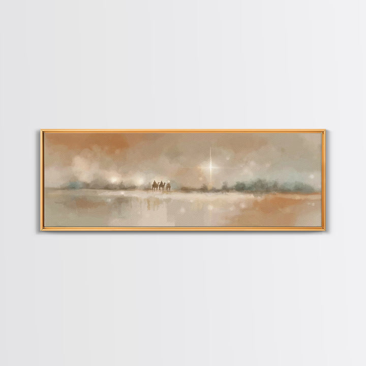 Guided By The Light | Framed Canvas Print | Christian Art Canvas | Christmas Art | Panoramic Wall Art | Christian Wall Art | Christian Gift