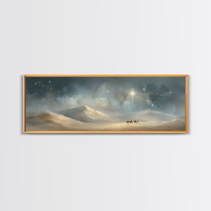 Desert Star Rising – Framed Canvas Print – Christmas Art – Panoramic Print – Christian Wall Art – Christian Art Canvas – Christian Christma