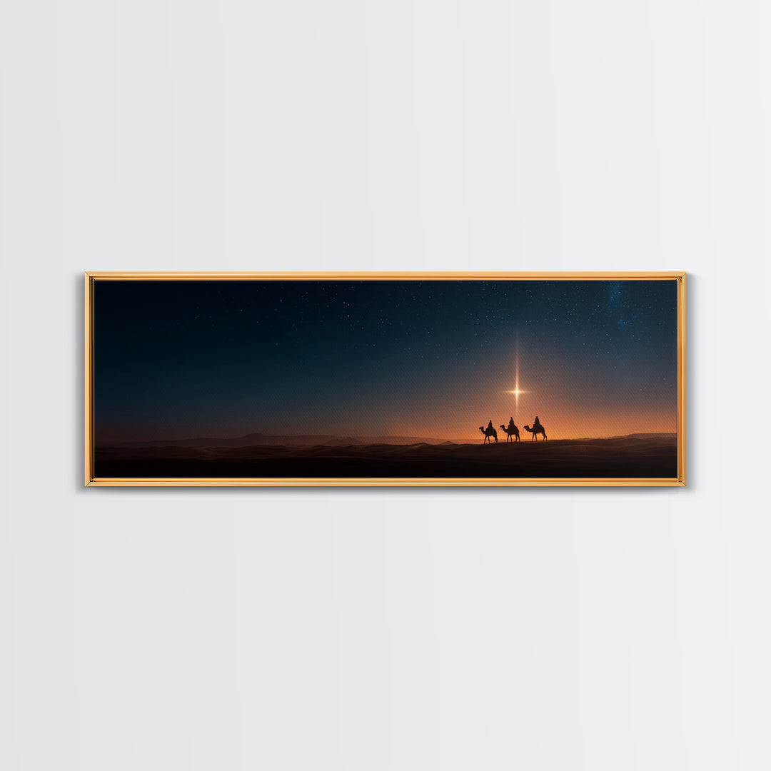 The Guiding Star – Framed Canvas Print – Panoramic Art – Christian Wall Art – Christmas Art – Christian Christmas Art – Jesus Painting