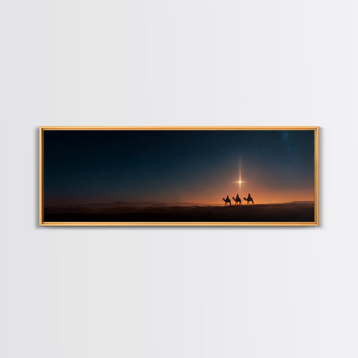 The Guiding Star – Framed Canvas Print – Panoramic Art – Christian Wall Art – Christmas Art – Christian Christmas Art – Jesus Painting