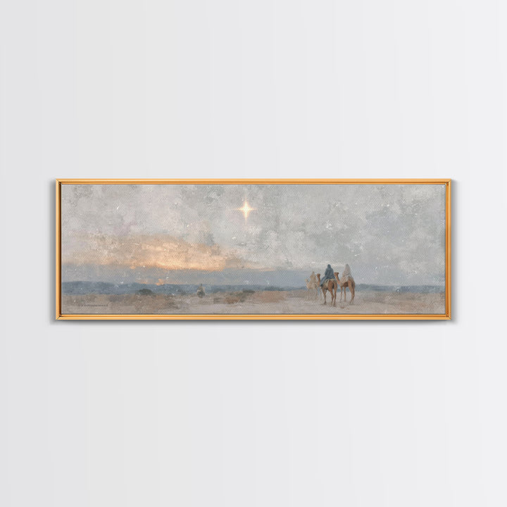 Desert Star Journey | Framed Canvas Print | Panoramic Wall Art | Christian Art Canvas | Christmas Art | Christian Christmas Decor | Christi