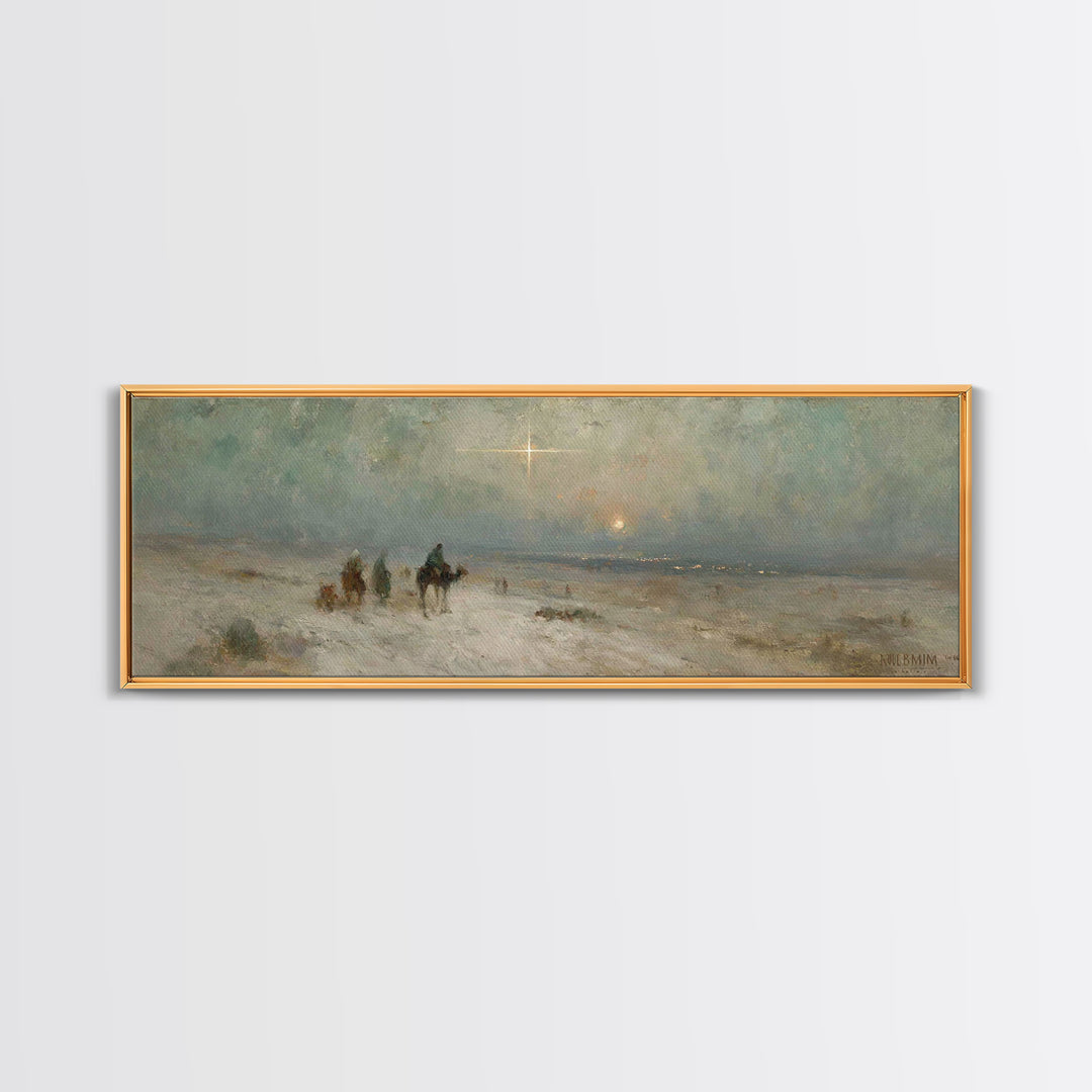 Holy Night Caravan | Framed Canvas Print | Panoramic Print | Christian Christmas Art | Christian Wall Art | Christmas Canvas Wall Art | Chr