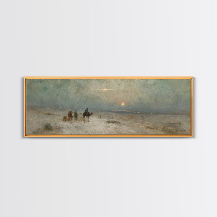 Holy Night Caravan | Framed Canvas Print | Panoramic Print | Christian Christmas Art | Christian Wall Art | Christmas Canvas Wall Art | Chr