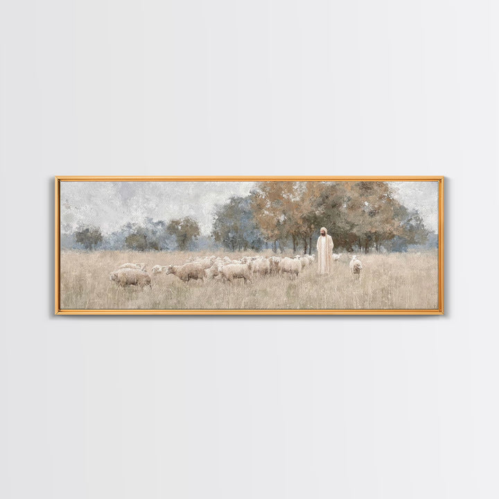 The Shepherd's Watch - Framed Canvas Print - Christian Wall Art - Jesus Painting - Christian Art Canvas - Panoramic Art - Christian Decor