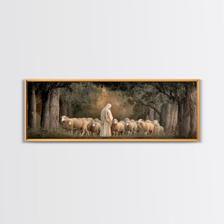 Quiet Grove Calling - Framed Canvas Print - Christian Art Canvas - Christian Wall Art - Jesus Painting - Panoramic Frame - Christian Gift I