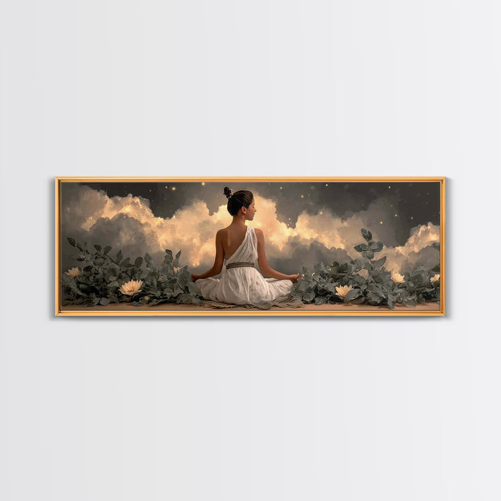 Morning Grace Hill - Framed Canvas Print - Christian Wall Art - Christian Art Canvas - Panoramic Painting - Christian Decor - Christian Gif