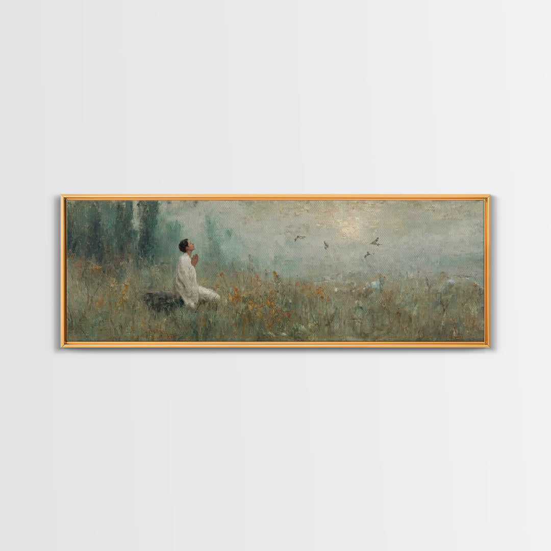 Celestial Garden Rest | Framed Canvas Print | Christian Art Canvas | Christian Wall Art | Panoramic Art | Christian Decor | Christian Gift
