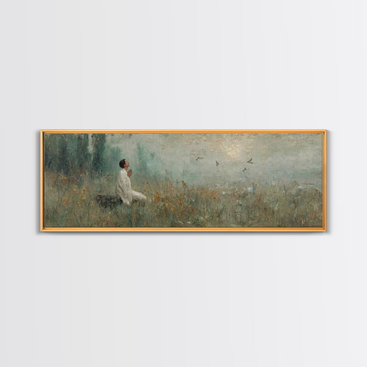 Celestial Garden Rest | Framed Canvas Print | Christian Art Canvas | Christian Wall Art | Panoramic Art | Christian Decor | Christian Gift